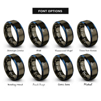 font options for inside engraving on gunmetal & blue dubai skyline rings