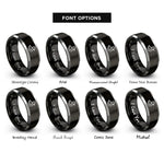 font options for inside engraving on black & silver duck rings