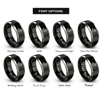 font options for inside engraving on black & silver duck rings