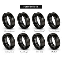 font options for inside engraving on black duck rings