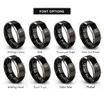 font options for inside engraving on black & silver duck blind decoys rings