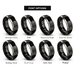 font options for inside engraving on black & silver duck call lanyard rings