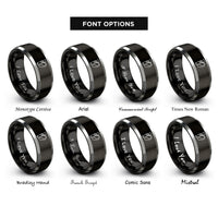 font options for inside engraving on black & silver duck call lanyard rings