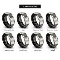font options for inside engraving on black & gray duck call lanyard rings