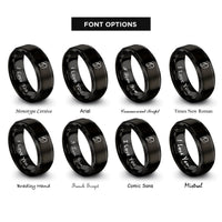 font options for inside engraving on black duck call lanyard rings
