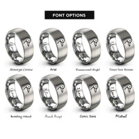 font options for inside engraving on grey duck rings