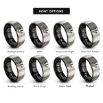 font options for inside engraving on black & gray duck track rings
