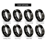 font options for inside engraving on black & grey duck track rings