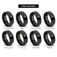 font options for inside engraving on black duck track rings