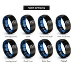 font options for inside engraving on black & blue duckling rings