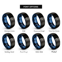 font options for inside engraving on black & blue duckling rings