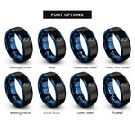 font options for inside engraving on black & blue duckling rings