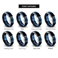 font options for inside engraving on blue & silver duckling rings