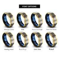 font options for inside engraving on gold & blue & grey duckling rings