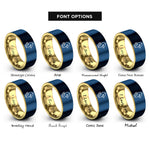 font options for inside engraving on gold & blue duckling rings