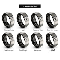 font options for inside engraving on black & silver dumbo rat rings