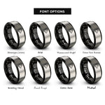 font options for inside engraving on black & silver dumbo rat rings