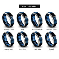 font options for inside engraving on blue & gray dungeness crab rings