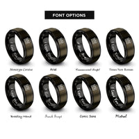 font options for inside engraving on gunmetal & black duplex rings