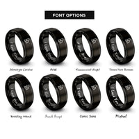font options for inside engraving on black dust collector rings