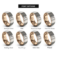 font options for inside engraving on rose gold & grey dutch rabbit rings