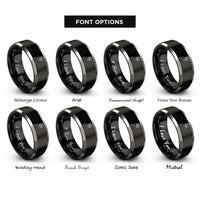 font options for inside engraving on black & grey dynamic handheld microphone rings