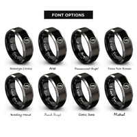 font options for inside engraving on black & silver dynamic marking rings