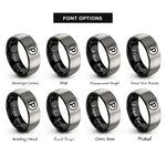 font options for inside engraving on black & silver dynamic marking rings