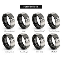 font options for inside engraving on black & silver dynamic marking rings