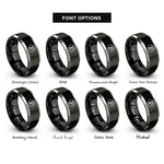 font options for inside engraving on black & silver dynamic marking rings