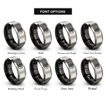 font options for inside engraving on black & silver dynamic marking rings