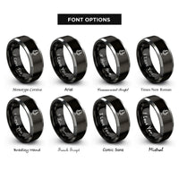 font options for inside engraving on black & gray dynamic microphone rings