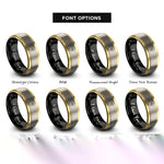 font options for inside engraving on black & gold & silver e flat symbol rings