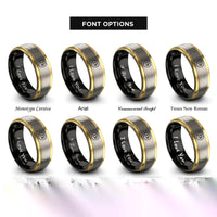 font options for inside engraving on black & gold & silver e flat symbol rings