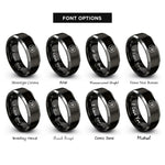 font options for inside engraving on black & gray e flat symbol rings