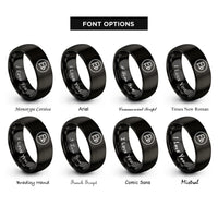 font options for inside engraving on black e flat symbol rings