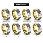 font options for inside engraving on gold & gray e flat symbol rings