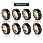 font options for inside engraving on black & rose gold eagle feather rings