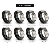 font options for inside engraving on black & grey eagle flight rings