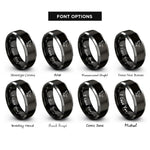 font options for inside engraving on black & silver eagle flight rings