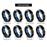 font options for inside engraving on black & blue & gray eagle ray rings
