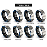font options for inside engraving on black & blue & silver eagle ray rings