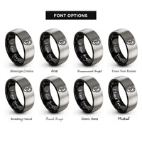 font options for inside engraving on black & grey ear rings