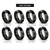 font options for inside engraving on black & grey ear rings
