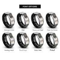 font options for inside engraving on black & grey ear rings