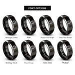 font options for inside engraving on black & silver ear protection rings