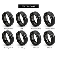 font options for inside engraving on black ear protection rings