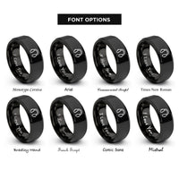font options for inside engraving on black ear protection rings