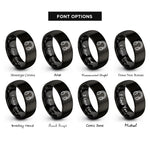 font options for inside engraving on black ear protection rings