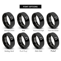 font options for inside engraving on black ear protection rings